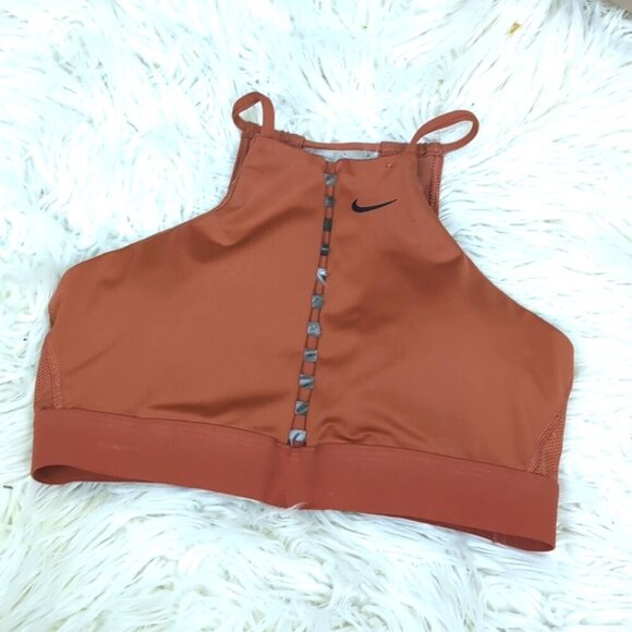 Nike Orange Sports Bra with High Neckline and Cutout Design - Picture 2 of 7